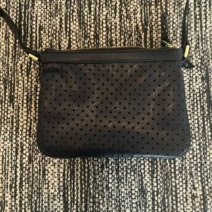 Navy faux leather cross body bag